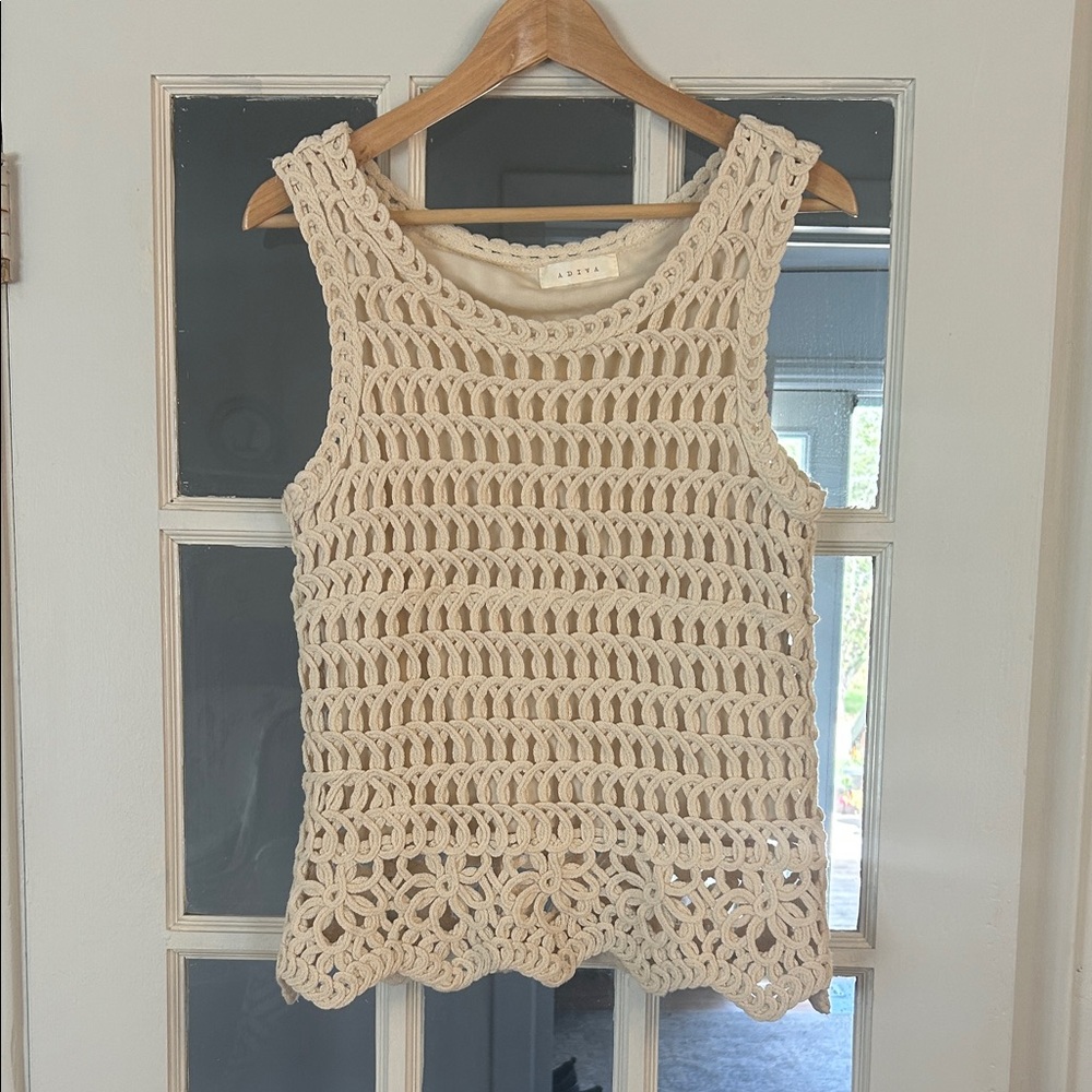 Adiva Cream Crochet Tank Top